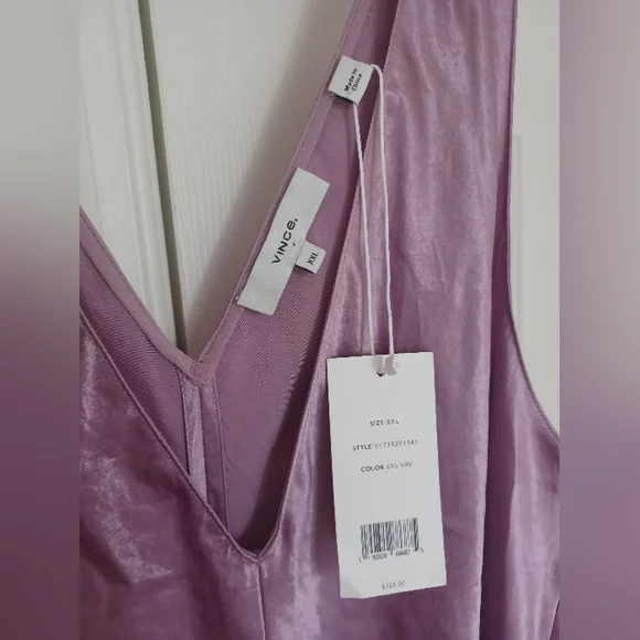 Vince NWT XXL Satin Double V-neck Lavender Slip Dress - Picture 3 of 4